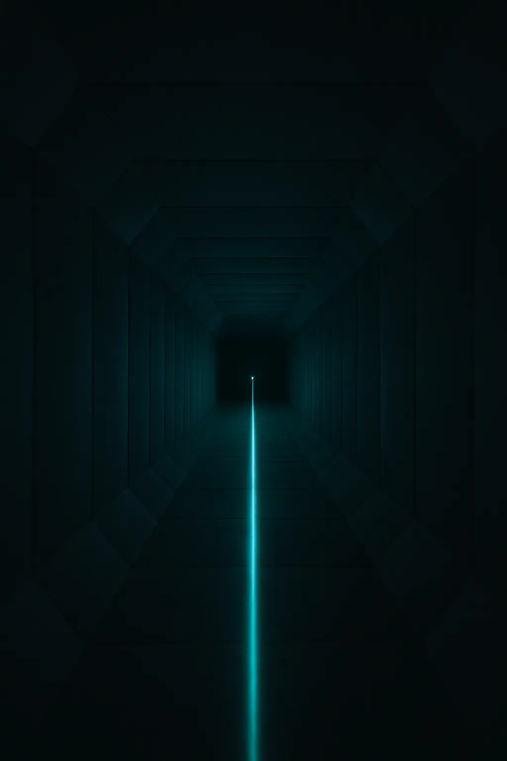 Several teal lines converging on a single point against graphite.