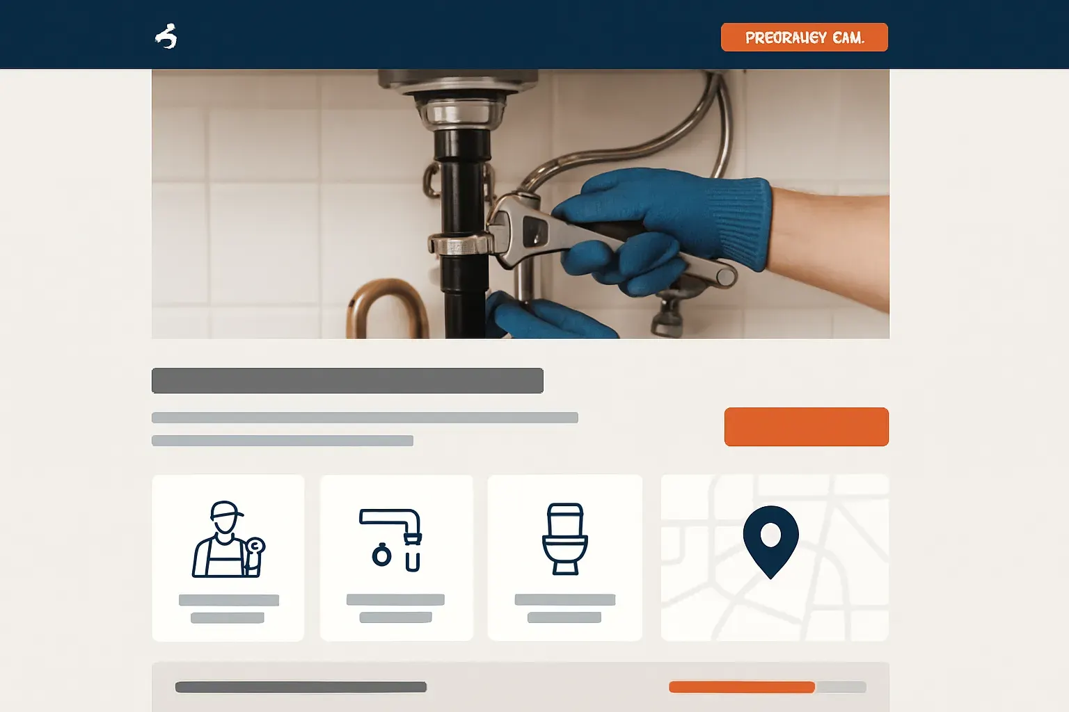 Concept project: Concept design for a plumbing company website shown in a browser frame.
