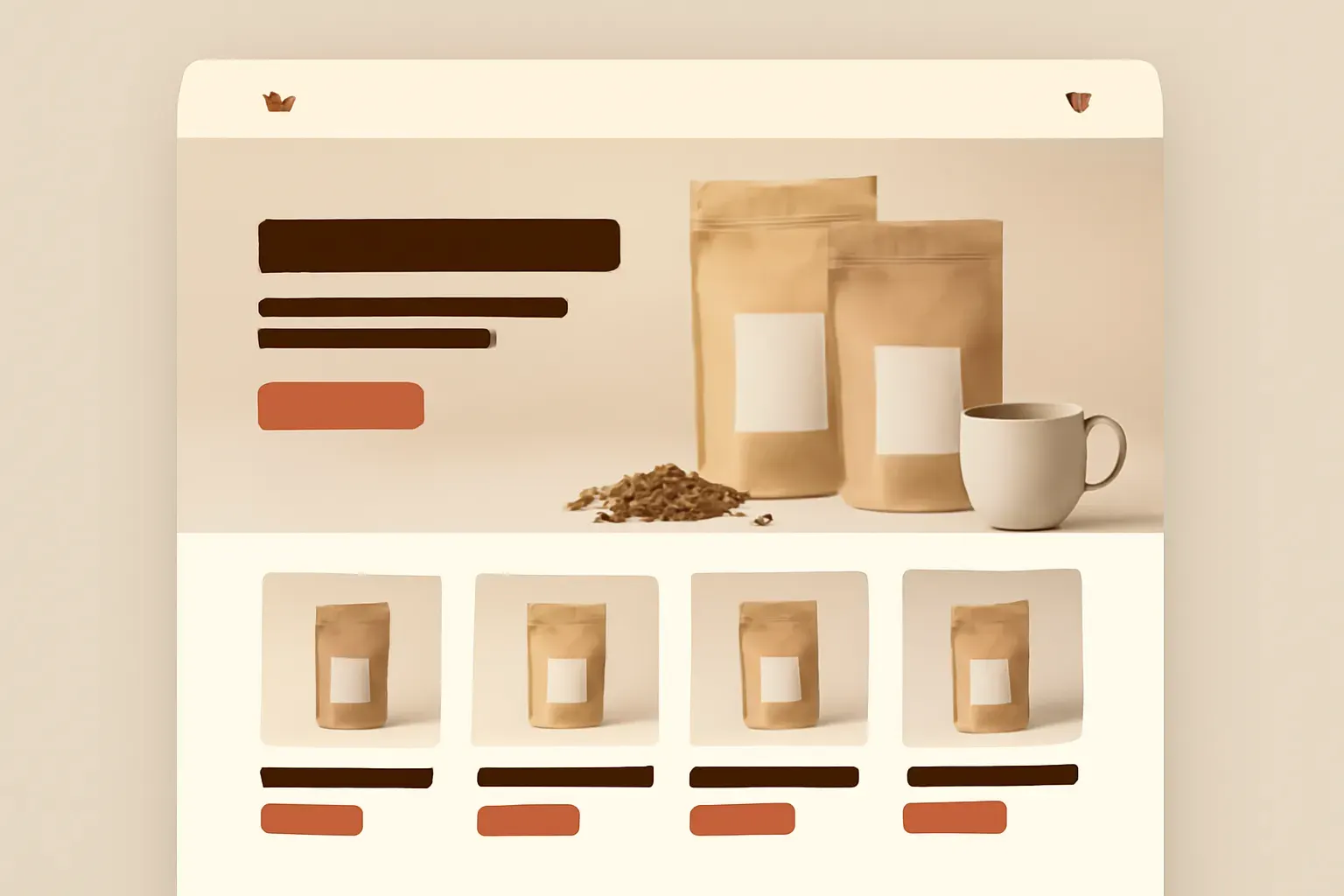 Concept project: Concept design for an online coffee shop shown in a browser frame.