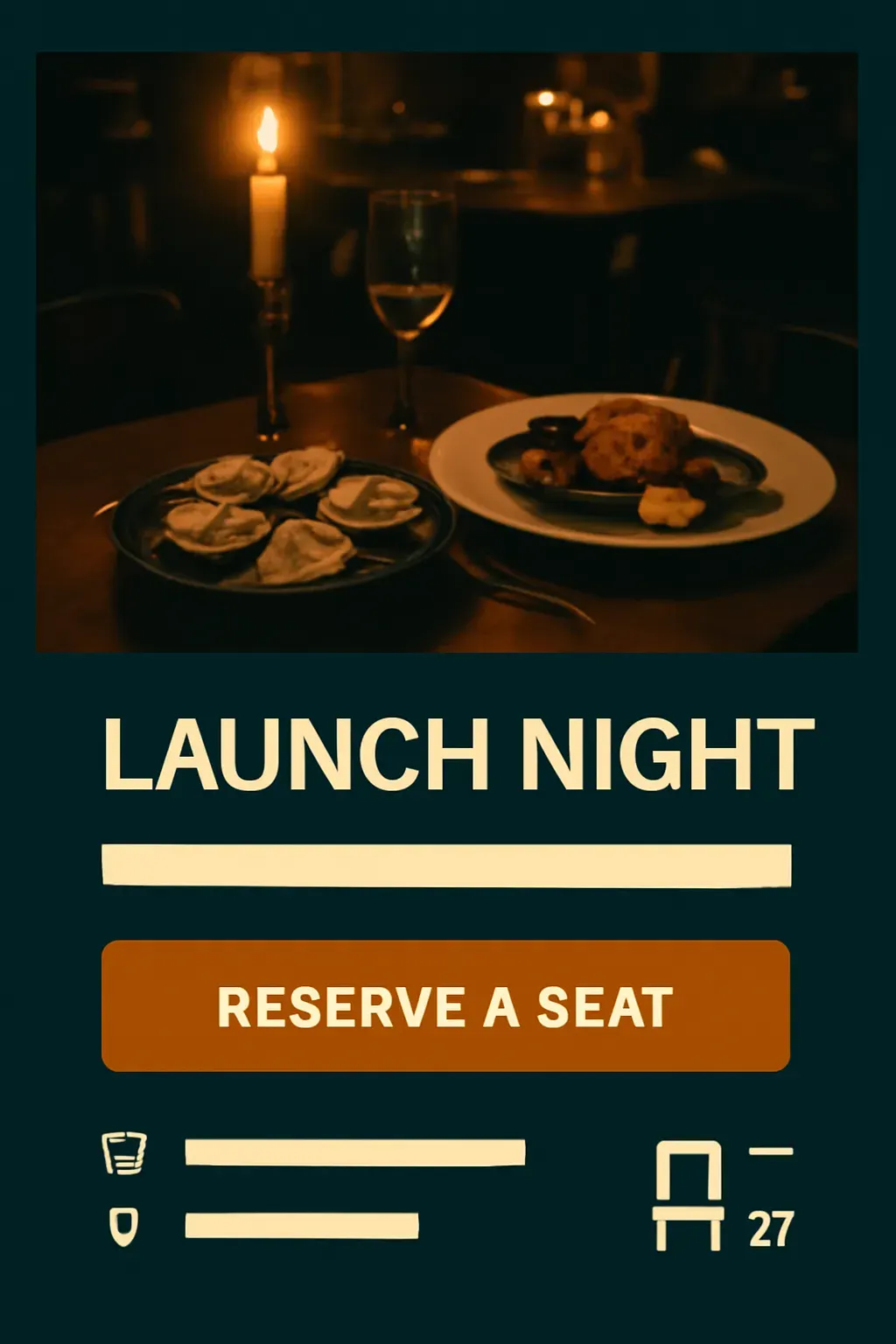 Concept project: Concept design for a restaurant event landing page shown in a phone frame.